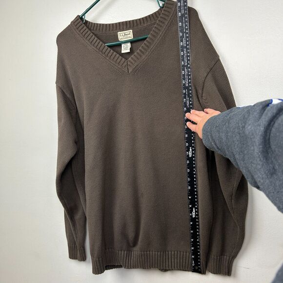LL Bean Sweater‎ Mens XLT Brown Long Sleeve v neck Thick Knit - Picture 7 of 9